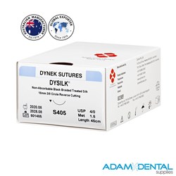 Dysilk Sutures 4-0 18mm 3/8 Circ Rvrse Cut 45cm 36/pk