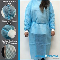 Cover Gown, Blue, Non-sterile 1 size fits all 10pk