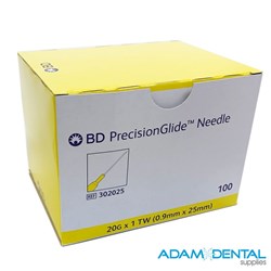 BD Hypodermic Needles 20G 25mm Sterile for Irrigation 100/pk