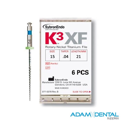K3 XF FILE 21mm Size 15 .04 Taper pack of 6