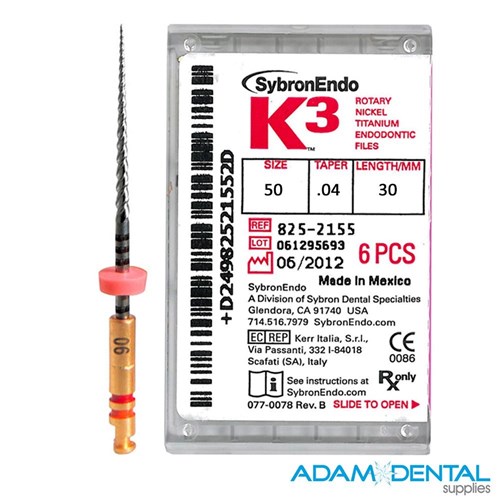 K3 File 30mm Size 50 .04 Taper Yellow Pack of 6