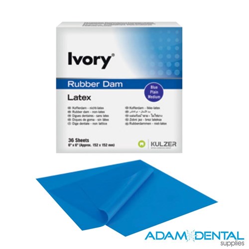 Ivory Latex Rubber Dam Medium Blue 6 x 6