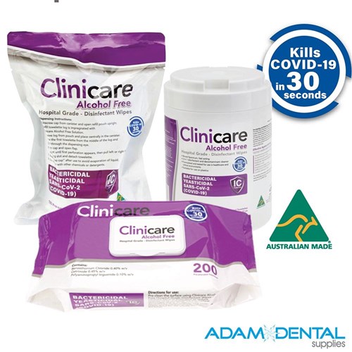 Clinicare Alcohol Free Hospital Disinfectant WIpes & Refills