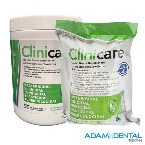 Clinicare Hospital Grade Disinfectant Canisters, Refills & Ultra Wipes