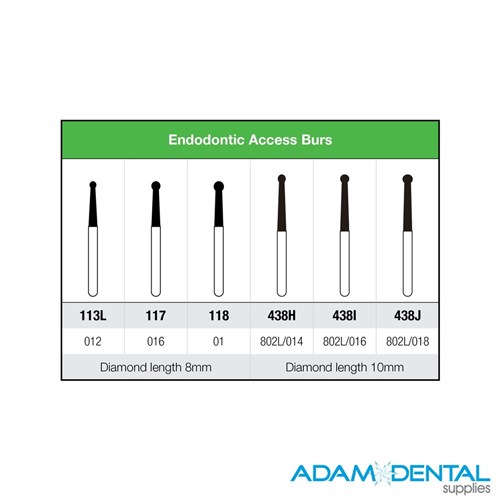 High Speed Diamond Burs Endodontic Access 5pk