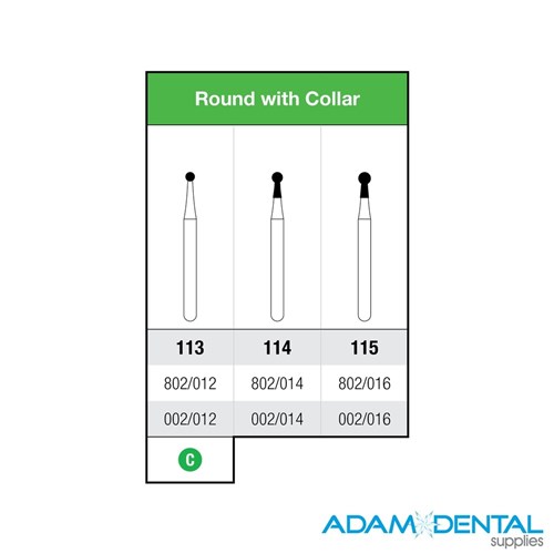 High Speed Diamond Burs Round With Collar 5pk
